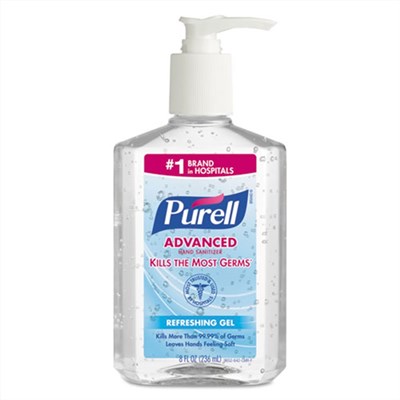 Hand Sanitizer Purell w/Pump 8oz 12bt/cs