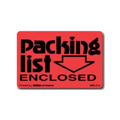 PACKING SLIP ENCLOSED w/Down Arrow