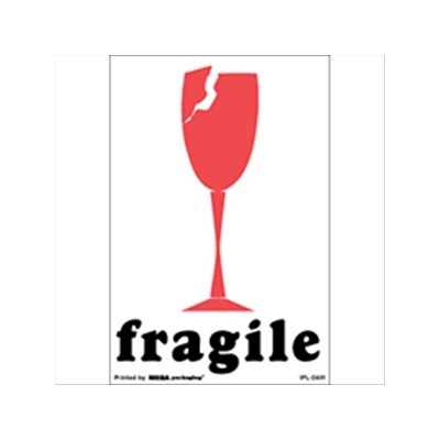 (Broken Glass) Fragile 4x6 Label White/