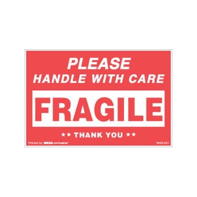3x5 Fragile Handle With Care White/Red
