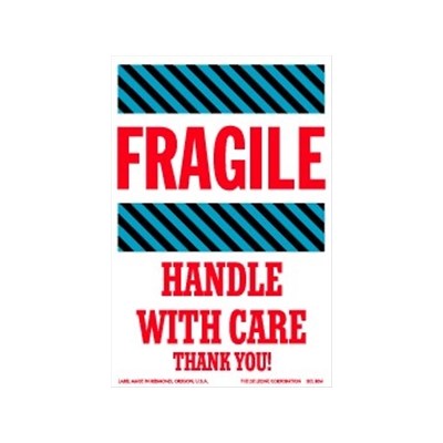 Fragile -Handle With Care- Thank You 4x6