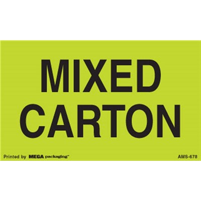3x5 Mixed Carton Label Flourescent Green