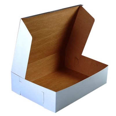 19-1/2x14x4 White Lock-Corner Cake Box