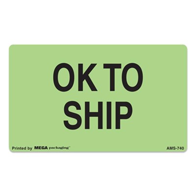 OK TO SHIP Label 3x5 Fluorescent Green/