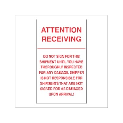 6x10 Attention Recieving Label White/Red